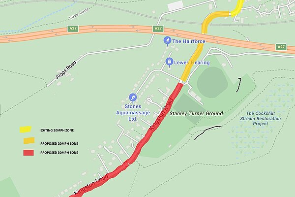 Map of kingston road, cranedown and southover hight street