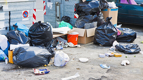 A pile of rubbish bags.