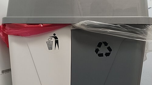 Recycling bin and general waste bin